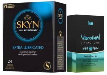Набір з SKYN Extra Lube (24 шт) + Рідкий вібратор Intt Vibration Gin Tonic (15 мл)  SOS10088 фото