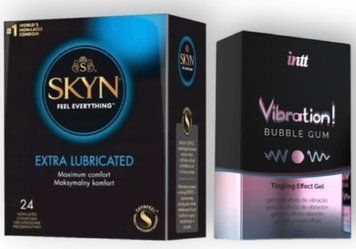 SKYN Extra Lube 24 шт + Intt Vibration Bubble Gum (15 мл) SOS7041 фото
