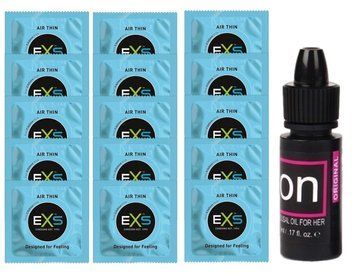 Комплект EXS Air Thin 15 шт + Sensuva ON Arousal Oil for Her Original, 5 мл SOS14799 фото