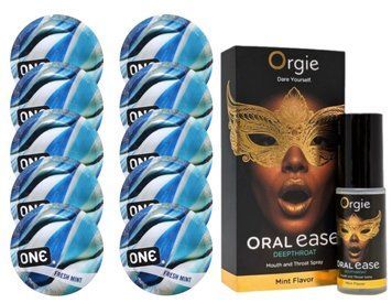 Комплект ONE Fresh Mint 10 шт + Orgie Oral Ease Deepthroat &ndash; Мятный, 15 мл SOS13785 фото