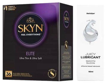 Комплект Лубрикант Satisfyer Juicy Lubricant Smooth Silicon 150 мл + Skyn Elite 36 шт SOS12692 фото