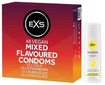Набор EXS Mixed Flavoured (48 шт) + pjur Woman Vegan 30 мл SOS13444 фото