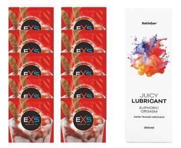 Комплект: EXS STRAWBERRY SUNDAE 10 шт. + Лубрикант Satisfyer Euphoric Orgasm 300 мл SOS11450 фото