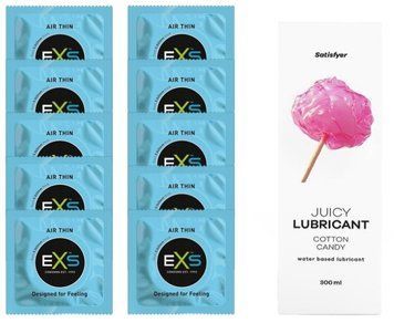 Набор: EXS Air Thin 10 шт. + Лубрикант Satisfyer Cotton Candy 300 мл SOS11199 фото