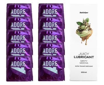 Набір: Pasante Adore 10 шт. + Лубрикант Satisfyer Minty Mocha (300 мл) SOS12090 фото