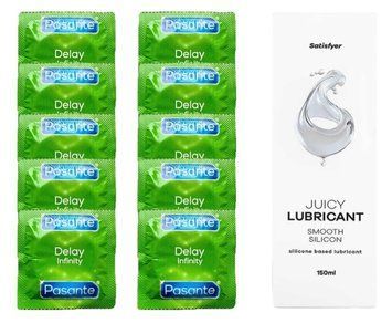 Набір: Pasante Delay Infinity 10 шт. + Лубрикант Satisfyer Smooth Silicon 150 мл SOS12040 фото