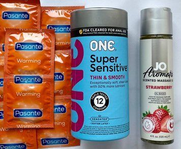Набір 22 шт ONE Super Sensitive - Pasante Warming + System JO Aromatix Strawberry 120 мл SOS1676 фото