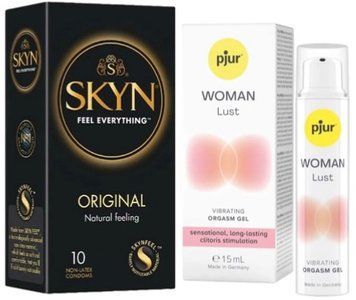 Набір з SKYN Original (10 шт) + Рідкий вібратор pjur Woman Lust (15 мл)  SOS9892 фото