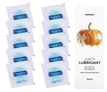 Комплект Pasante Silk 10 шт. + Лубрикант Satisfyer Juicy Lubricant Playful Pumpkin 300 мл SOS11541 фото