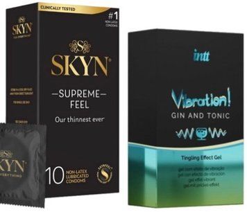Набір з Skyn Supreme Feel 10 шт + Рідкий вібратор Intt Vibration Gin Tonic (15 мл) SOS10288 фото