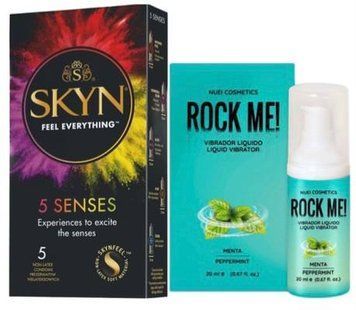 Набор из SKYN 5 Senses + Жидкий вибратор вкус: мята ROCK ME!, 20 мл Nuei SOS9632 фото
