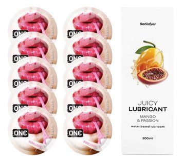 Комплект 𝐎𝐍𝐄 Bubblegum 10 шт. + Лубрикант Satisfyer Juicy Lubricant Mango & Passion (300 мл) SOS12240 фото