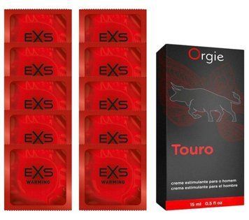 Комплект EXS Warming 10 шт + Orgie TOURO XXXL Power Cream (15 мл) SOS14362 фото