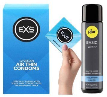 Комплект EXS Air Thin 12 шт + Pjur Basic Waterbased 100 мл SOS13594 фото