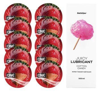 ONE Chocolate Strawberry 10 шт. + Лубрикант Satisfyer Cotton Candy 300 мл SOS12440 фото