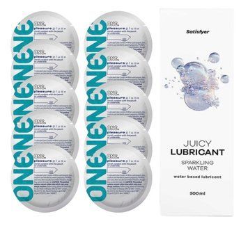 Комплект 𝐎𝐍𝐄 𝐏𝐥𝐮𝐬 10 шт. + Лубрикант Satisfyer Juicy Lubricant Sparkling Water (300 мл) SOS12340 фото