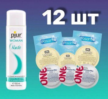 Комплект 12 шт One, Pasante + лубрикант pjur Woman Nude 100 мл SOS4266 фото