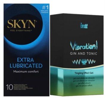 Набор из SKYN Extra Lube (10 шт) + Жидкий вибратор Intt Vibration Gin Tonic (15 мл) SOS10188 фото