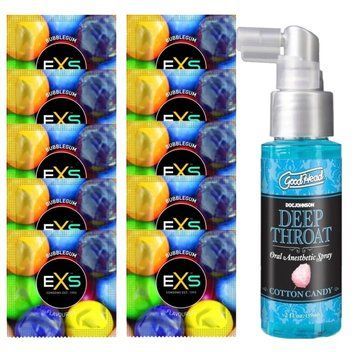 EXS BUBBLEGUM 10 шт + Doc Johnson DeepThroat Spray &ndash; Cotton Candy (59 мл) SOS14036 фото