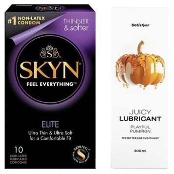 Комплект Лубрикант Satisfyer Juicy Playful Pumpkin 300 мл + SKYN Elite 10 шт SOS12860 фото