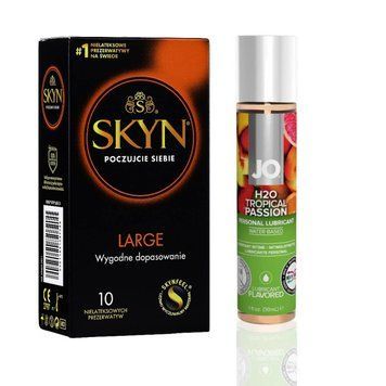 SKYN Large 10 шт + Лубрикант System JO H2O &mdash; Tropical Passion (30 мл) SOS4816 фото