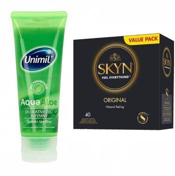 SKYN ORIGINAL 40 шт + подарунок - Лубрикант Unimil Aqua Aloe 80 мл SOS471 фото