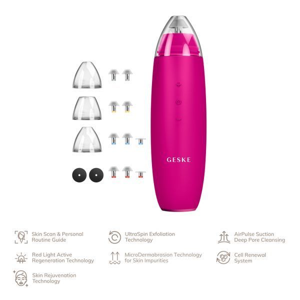 Микродермабразионное устройство для удаления черных точек GESKE MicroDermabrasion Blackhead Remover 7в1 magenta HB0569 фото