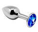 Металева анальна пробка з синім кристалом Alive Small Metal Anal Plug Jewel Blue Strass (Розмір S) SO5998 фото 1