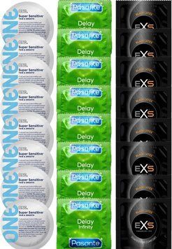 Набор 24 шт ONE Super Sensitive + Delay Infinity + EXS Black Latex SOS7392 фото