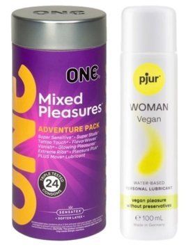 Комплект ONE Mixed Pleasures 24 шт + Pjur Woman Vegan 100 мл SOS12996 фото