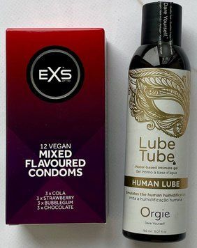 Набор EXS Mixed Flavoured 12 шт + Лубрикант HUMAN LUBE Intimate Gel, 150 мл ORGIE SOS3238 фото