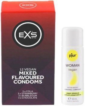 Набор EXS Mixed Flavoured (12 шт) + pjur Woman Vegan 30 мл SOS13445 фото