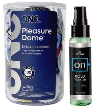 Набор из ONE Pleasure Dome, 100 шт + Пролонгатор Sensuva - ON Bold (29 мл) SOS9583 фото