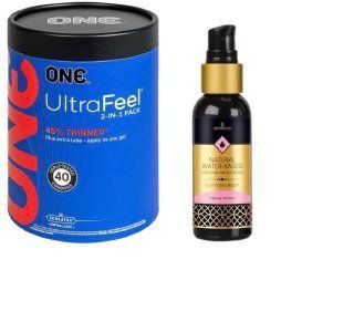 ONE UltraFeel 2-в-1. 40 шт.+ Змазка на водній основі Sensuva Natural Water-Based Cotton Candy (57мл) SOS6465 фото
