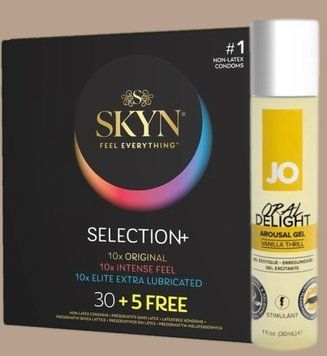 Комплект Skyn ​​Selection 30 шт + 5 of 5 Senses, 35 шт + Гель System JO Oral Delight - Vanilla Thrill (30 мл) SOS5543 фото