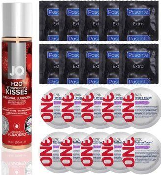 Набор 20 шт Pasante Extra и ONE Tattoo Touch + System JO H2O &mdash; Strawberry Kiss (30 мл) SOS4866 фото