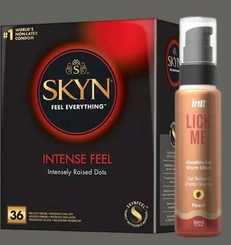 Комплект Skyn Intense feel 36 штук +  Гель INTT Lick Me Kissable Gel Peach 50 мл SOS5398 фото