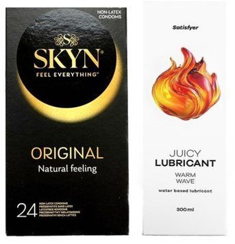 Комплект Лубрикант Satisfyer Warm Wave 300 мл + SKYN Original 24 шт SOS12743 фото