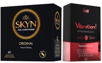 SKYN ORIGINAL 40 шт + Intt Vibration Strawberry (15 мл) SOS7092 фото