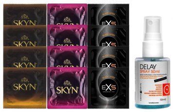 Комплект: Пролонгатор LOVELY LOVERS DELAY SPRAY 50 ML + 8 шт. SKYN + 4 шт. EXS Black Latex SOS10817 фото