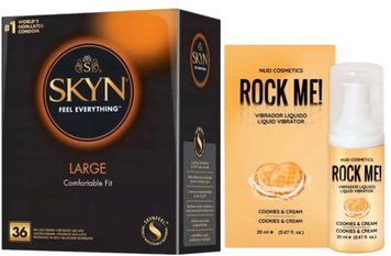 Набор из SKYN Large (36 шт) + стимулятор ROCK ME! Cookie & Cream (20 мл) от Nuei SOS9943 фото