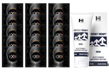 Комплект EXS Black Latex 15 шт + Potency Therapy Cream (50 мл) SOS14604 фото