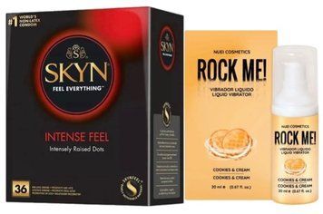 Набір з SKYN Intense Feel (36 шт)  +  Рідкий вібратор ROCK ME! Cookie & Cream (20 мл) від Nuei  SOS9843 фото