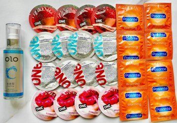 Комплект 24 шт ONE Flavor Waves, Super Sensitive, Extreme ribs + Pasante Warming + Лубрикант охолоджуючий OLO 60 мл SOS1727 фото