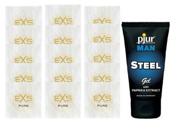 Комплект EXS Pure15 шт + pjur MAN Steel Gel, 50 мл SOS14851 фото