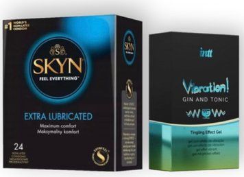 SKYN Extra Lube 24 шт + Intt Vibration Gin Tonic (15 мл) SOS7042 фото
