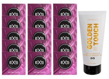 Комплект EXS Extra Thick 15 шт + Driminals Golden Touch Orgasm Booster SOS14693 фото