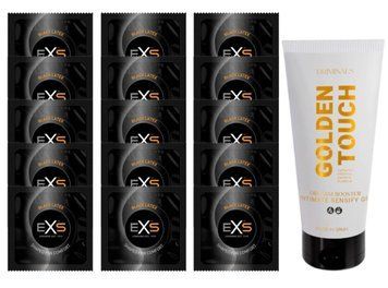 Комплект EXS Black Latex 15 шт + Driminals Golden Touch Orgasm Booster 30 мл SOS14654 фото