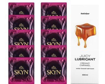 Комплект SKYN CHERRY 10 шт. + Лубрикант Satisfyer Juicy Lubricant Creamy Caramel 300 мл SOS12593 фото