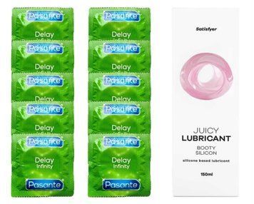 Набір: Pasante Delay Infinity 10 шт. + Лубрикант Satisfyer Booty Silicon 150 мл SOS12041 фото
